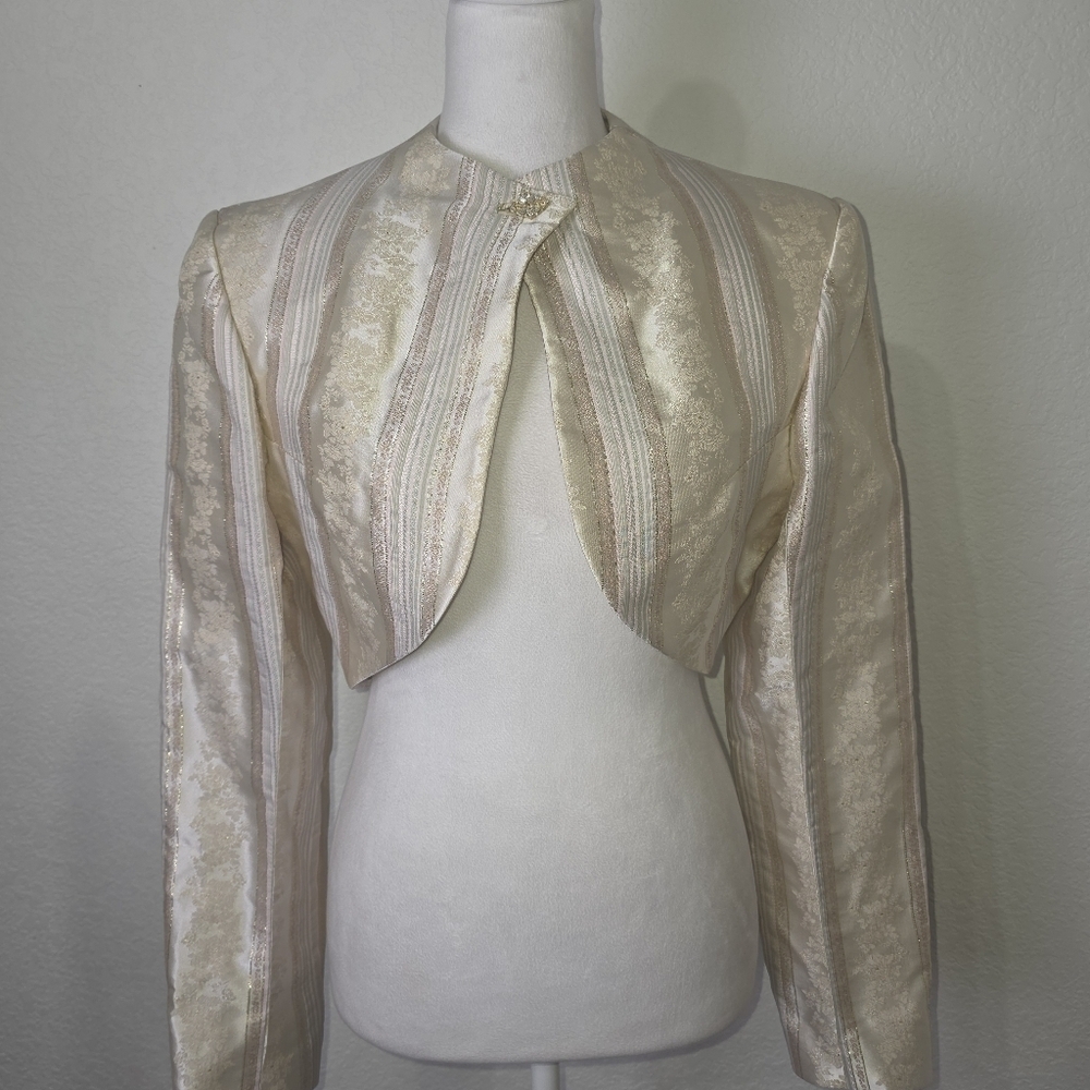 Casadei Vintage Metallic Brocade Cropped Bolero Jacket Size 8